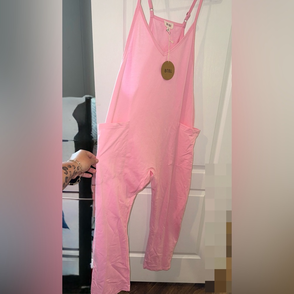 BiBi Pink Cropped Jumpsuit Overalls